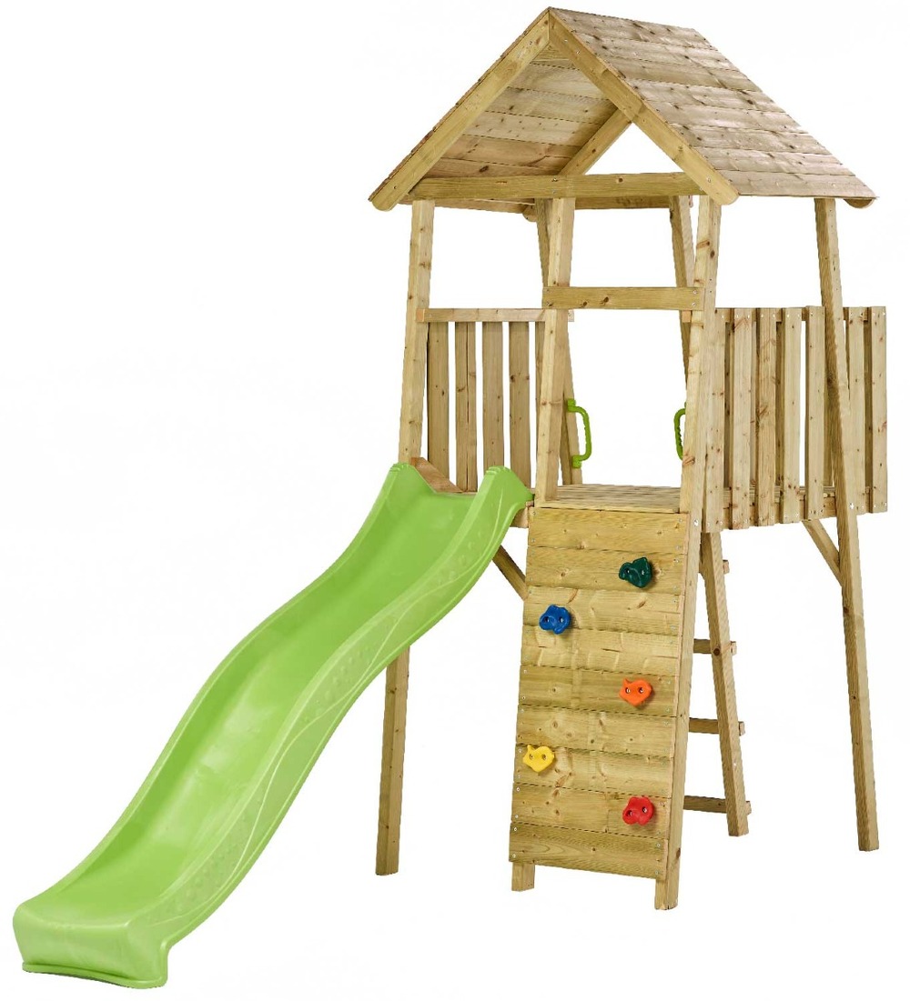 Kangui tour de jeux en bois wiki - toboggan, mur d'escalade, cabane, échelle