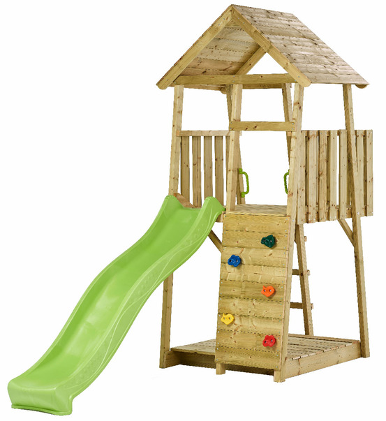 Tour de jeux bois wiki - toboggan, escalade, cabane et bac à sable