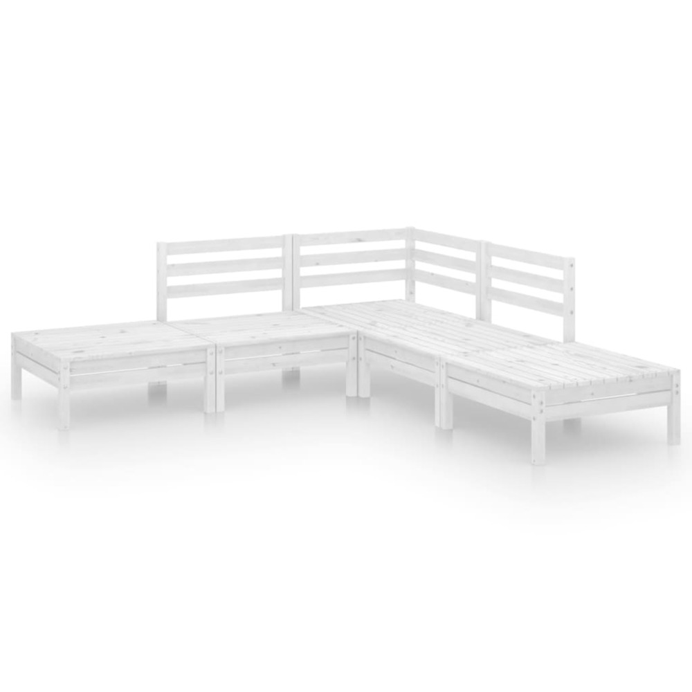 Salon de jardin 5 pcs bois de pin massif blanc