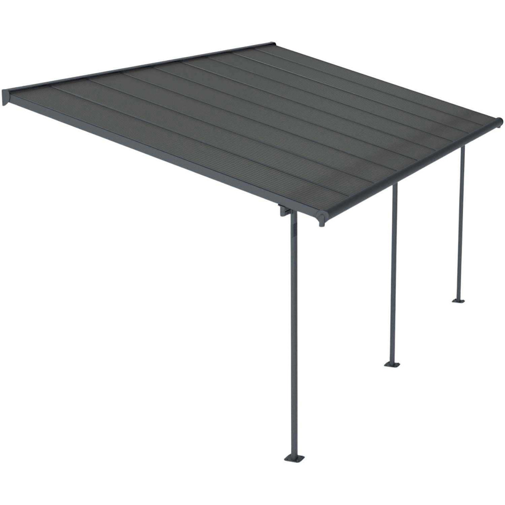 Pergola à adosser en aluminium et polycarbonate gris capri 3 x 5.6 m