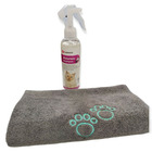 Shampoing sec, spray, 200 ml pour chat et serviette en microfibre.