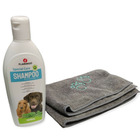 Shampoing a l'herbe, 300 ml et serviette microfibre pour chien