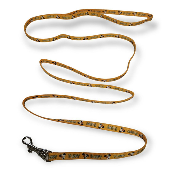 Laisse jaune puppy mascotte 1,20m pour chiots