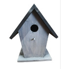 Nichoir pour oiseaux 18.5 x 15 x 23 cm en bois gris / noir