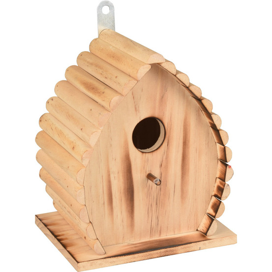 Nichoir pour oiseaux 16 x 12.5 x 19.5 cm en bois flammé nature