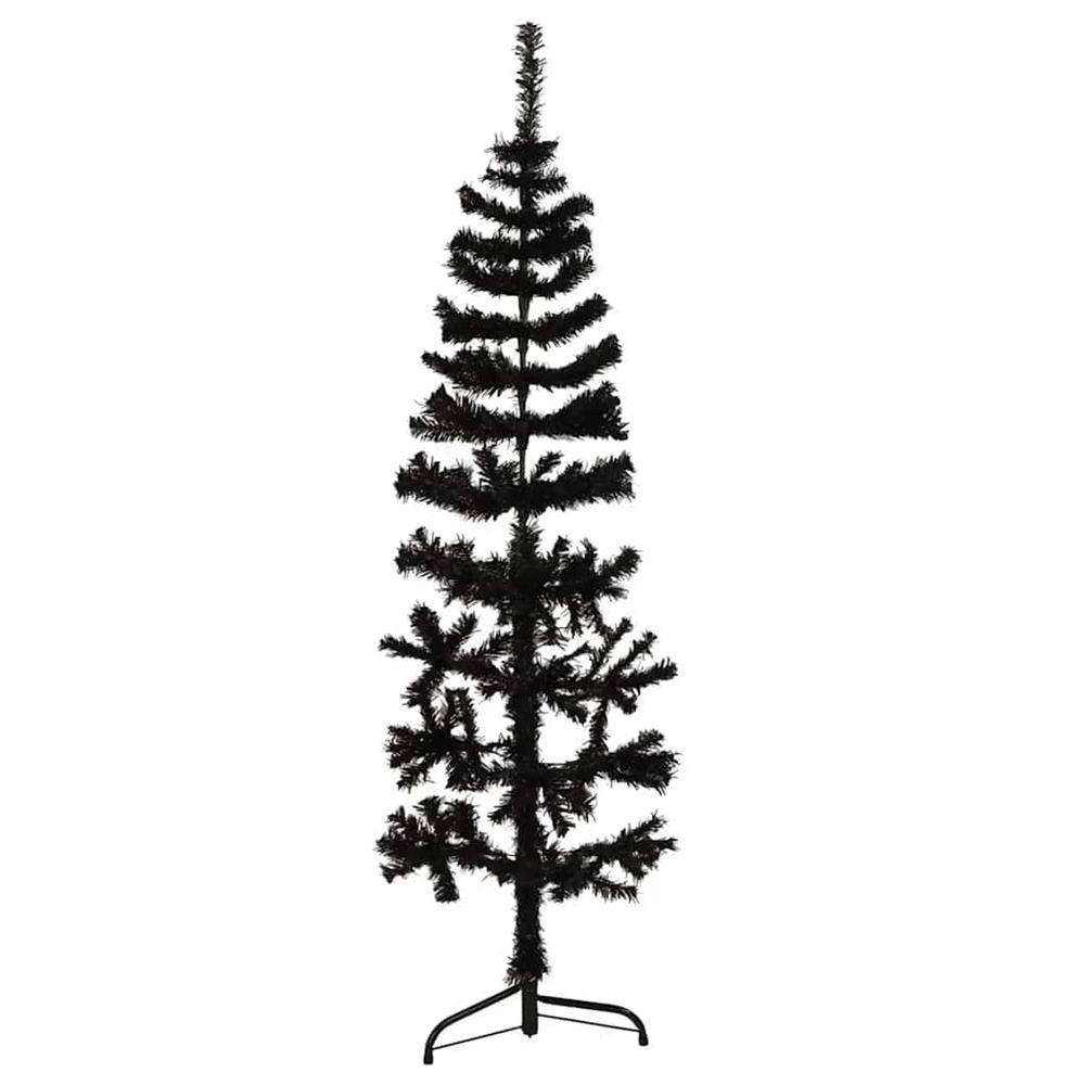 Demi sapin de noël artificiel mince avec support noir 120 cm