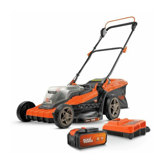 Tondeuse sans fil 40v 42cm brushless - dual power powdpglws1 - livrée avec batterie 2x20v 4,0ah + chargeur rapide