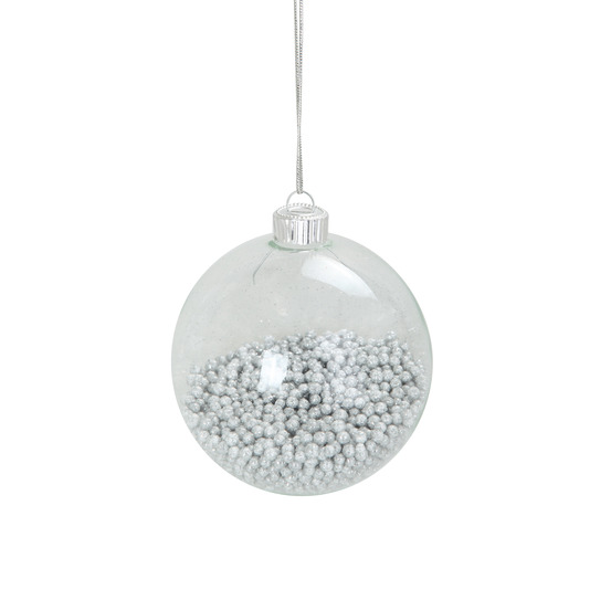 1 boule transparente avec bille argent noel
