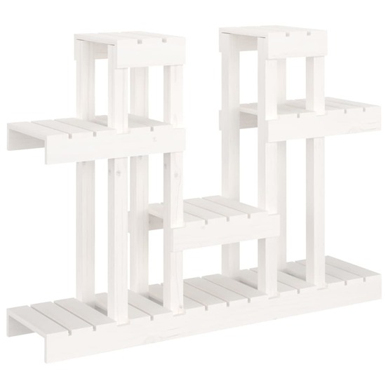 Support à plantes blanc 104,5x25x77,5 cm bois massif de pin