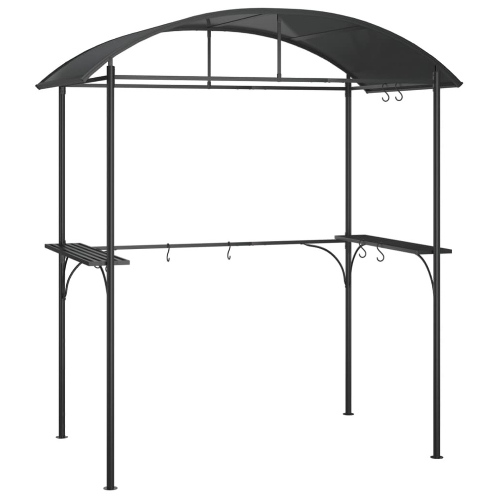 Gazebo bbq et étagères latérales anthracite 220x115x230cm acier Truffaut