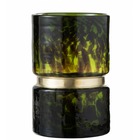 Vase tacheté avec bague or en verre vert 16x16x24 cm