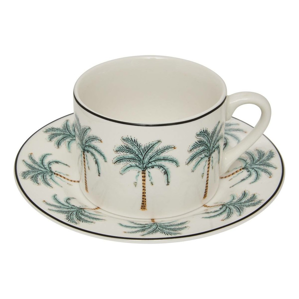 Coffret de 2 tasses avec coupelles palm resort 20cl