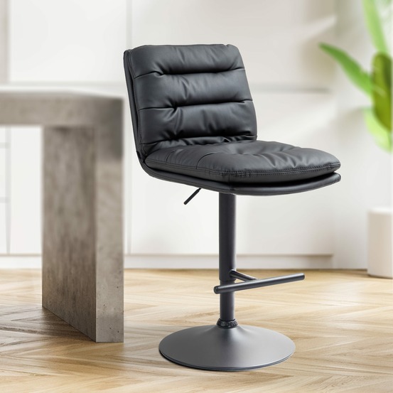 Tabouret de bar damar simili cuir noir