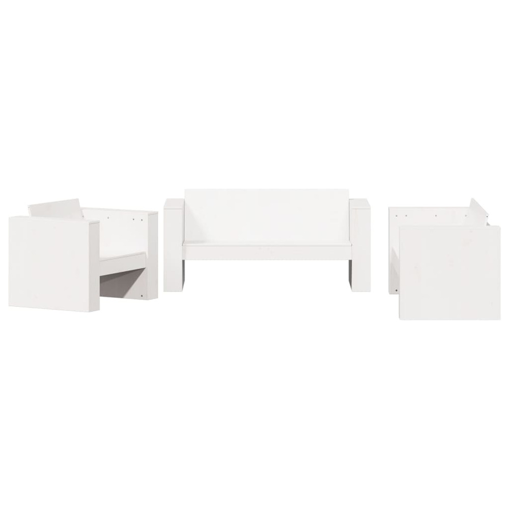 Salon de jardin 2 pcs blanc bois de pin massif