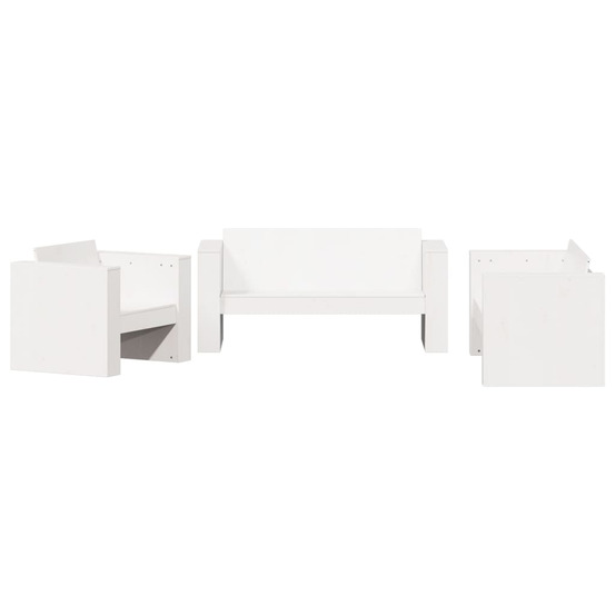 Salon de jardin 2 pcs blanc bois de pin massif