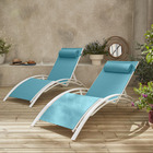 Duo de bains de soleil aluminium - louisa turquoise - transats aluminium et textilène