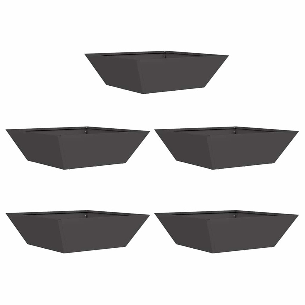 Cache-pot de jardin 5 pcs noir 50 x 50 x 15 cm