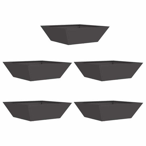 Cache-pot de jardin 5 pcs noir 50 x 50 x 15 cm