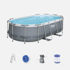 Kit piscine complet bestway – spinelle grise – piscine ovale tubulaire 4x2 m. Pompe de filtration. Échelle et kit de réparation