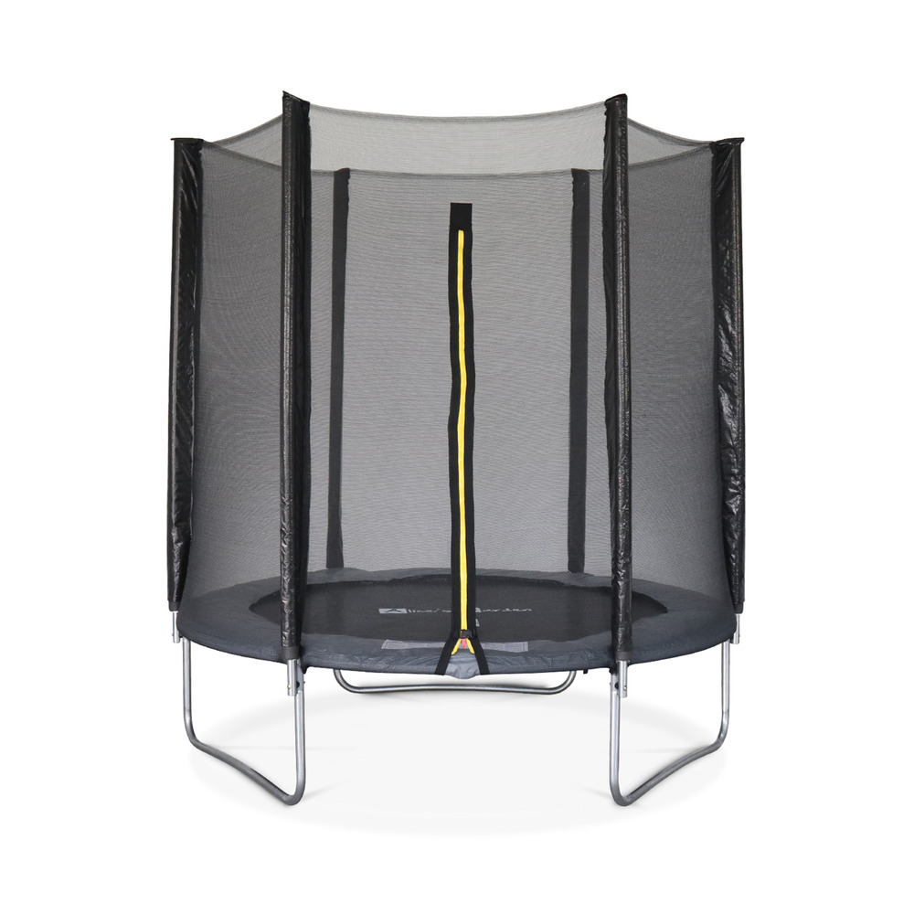 Trampoline rond ø 180cm gris avec son filet de protection - cassiopée - trampoline de jardin 2m| qualité pro. | normes eu.