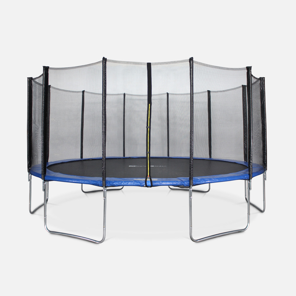 Trampoline rond ø 490cm bleu avec son filet de protection - jupiter - trampoline de jardin 490 cm 4m| qualité pro. | normes eu.