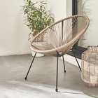 Fauteuil acapulco forme d'œuf - naturel - fauteuil 4 pieds design rétro. Cordage plastique. Intérieur / extérieur