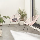 Lot de 2 fauteuils design oeuf - acapulco rose pale - fauteuils 4 pieds design rétro. Cordage plastique. Intérieur / extérieur