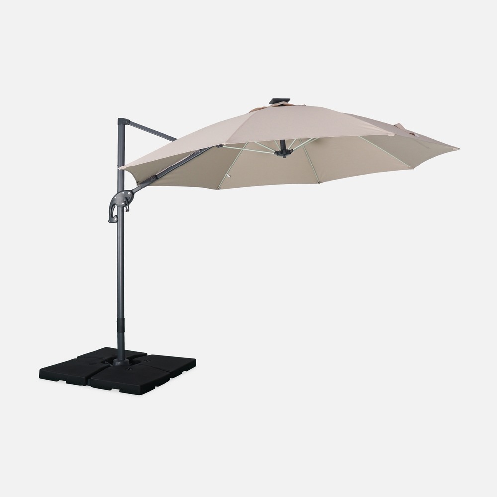 Location - Parasol déporté - Couleur crème - Rond - diamètre 300 cm - Inclinable