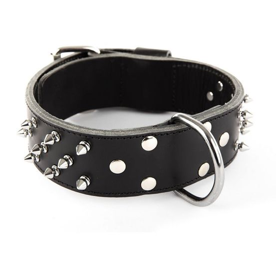 Collier molosse en cuir avec clous