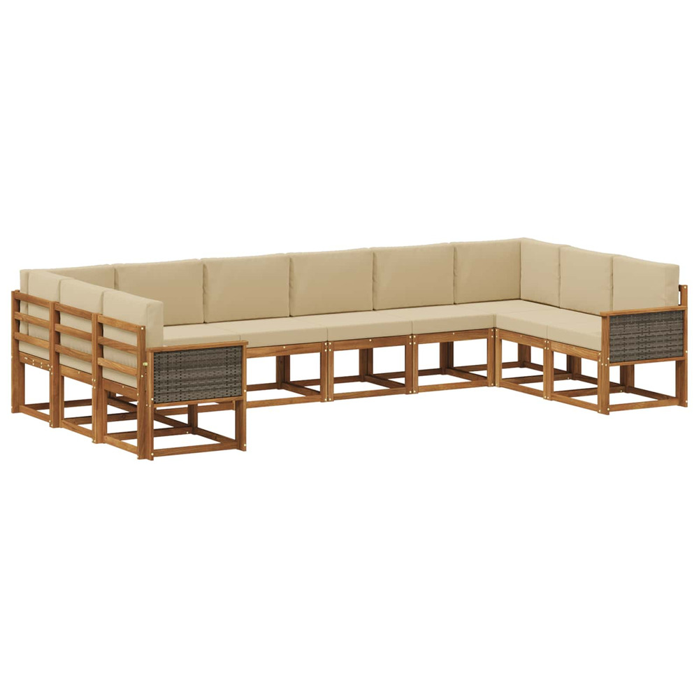 Ensemble de canapés d'extérieur 10 pcs naturel et beige