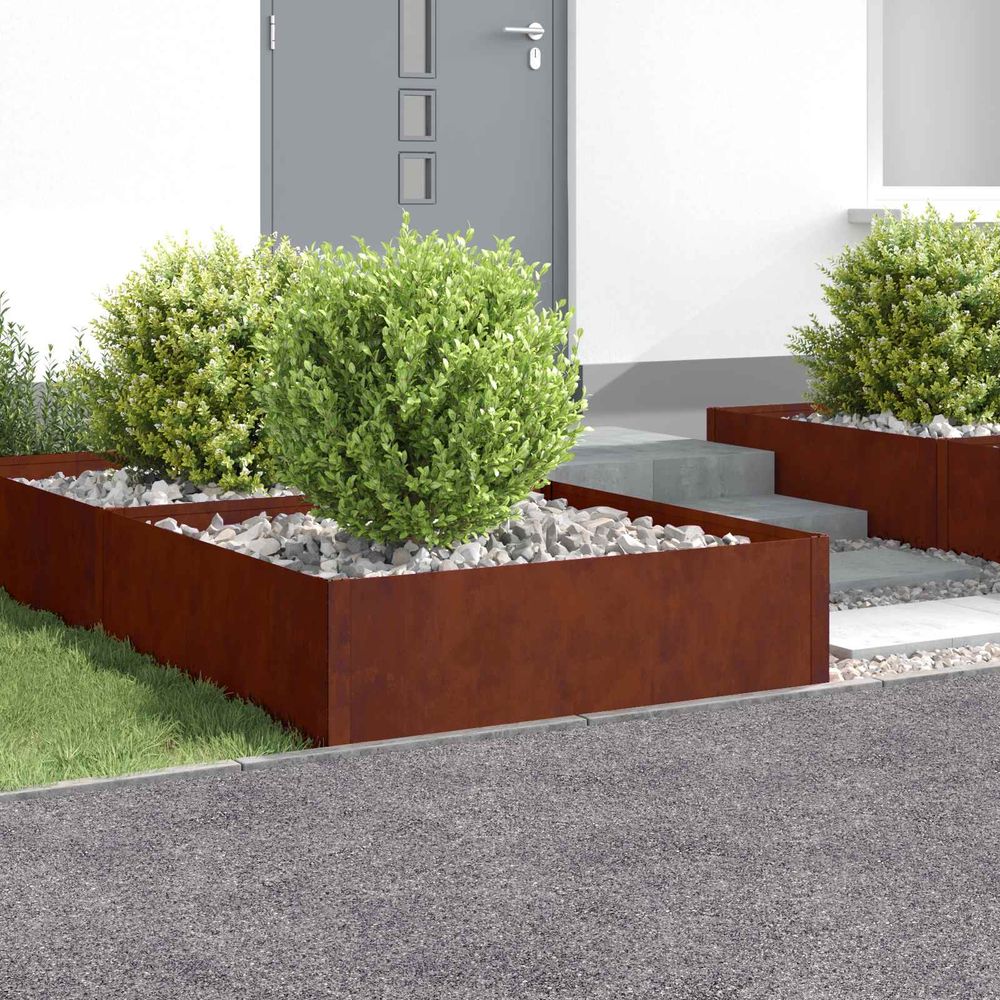 Bordure plate-bande acier jardin aménagement 4 pcs 100x100x35cm rouillé