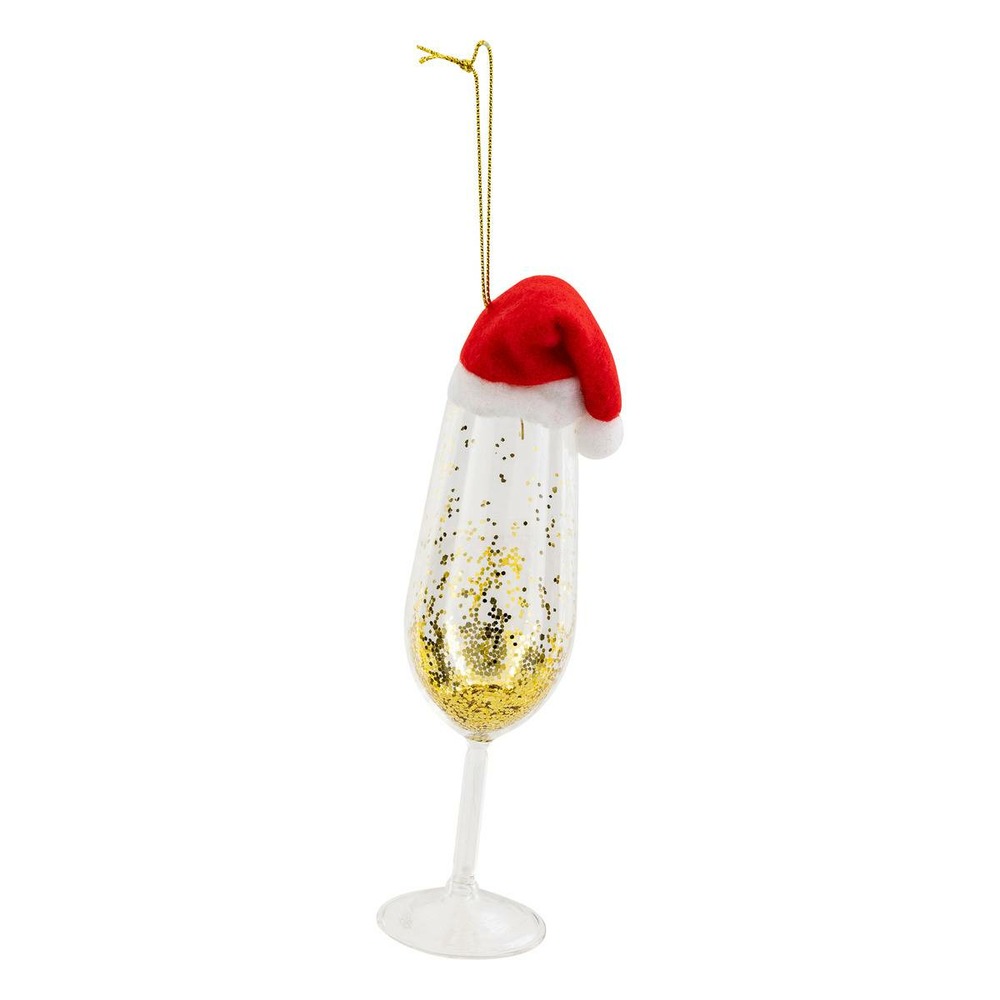 Sujet flûte champagne bonnet rouge verre h.16cm