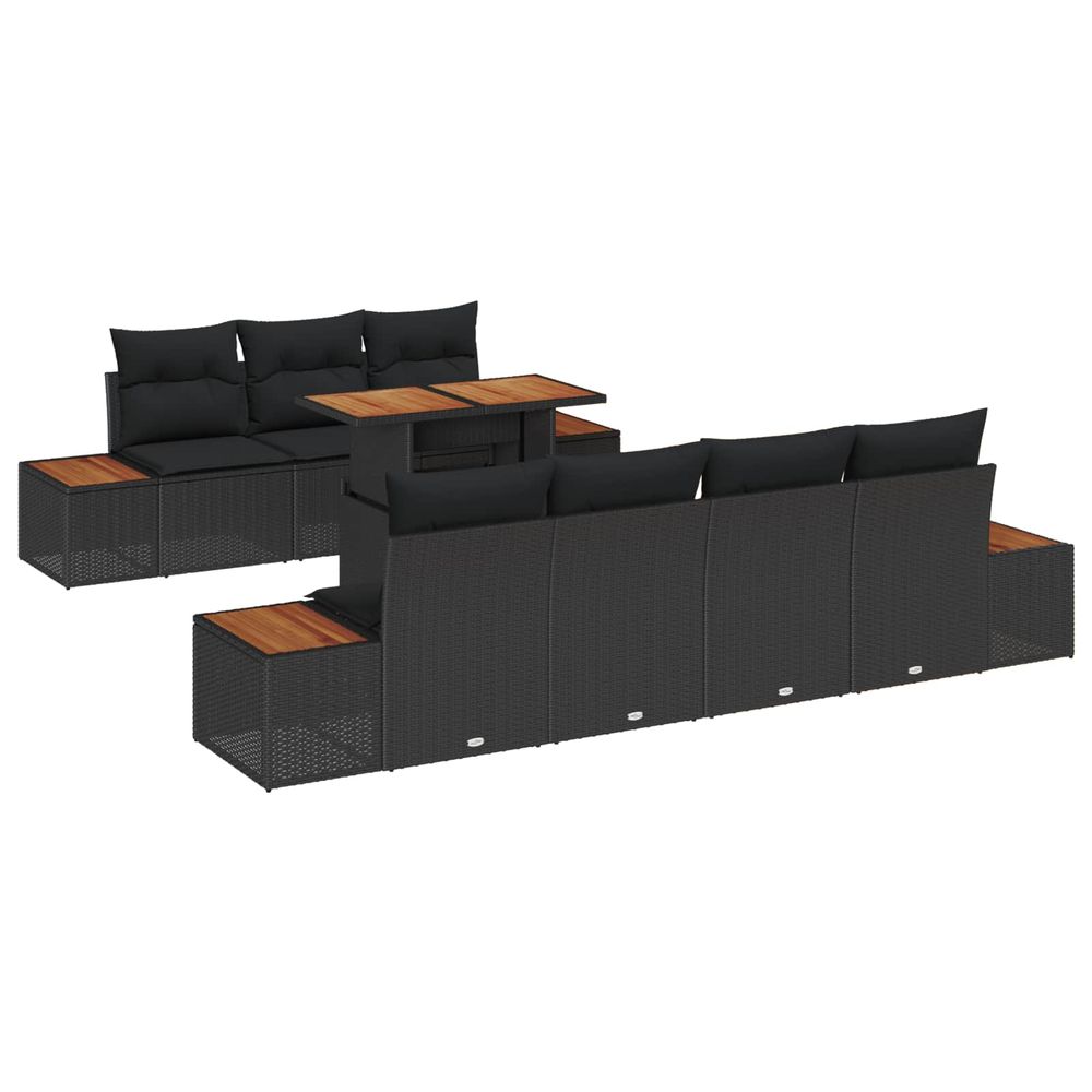 Ensemble de canapé de jardin 8 pc noir poly rotin
