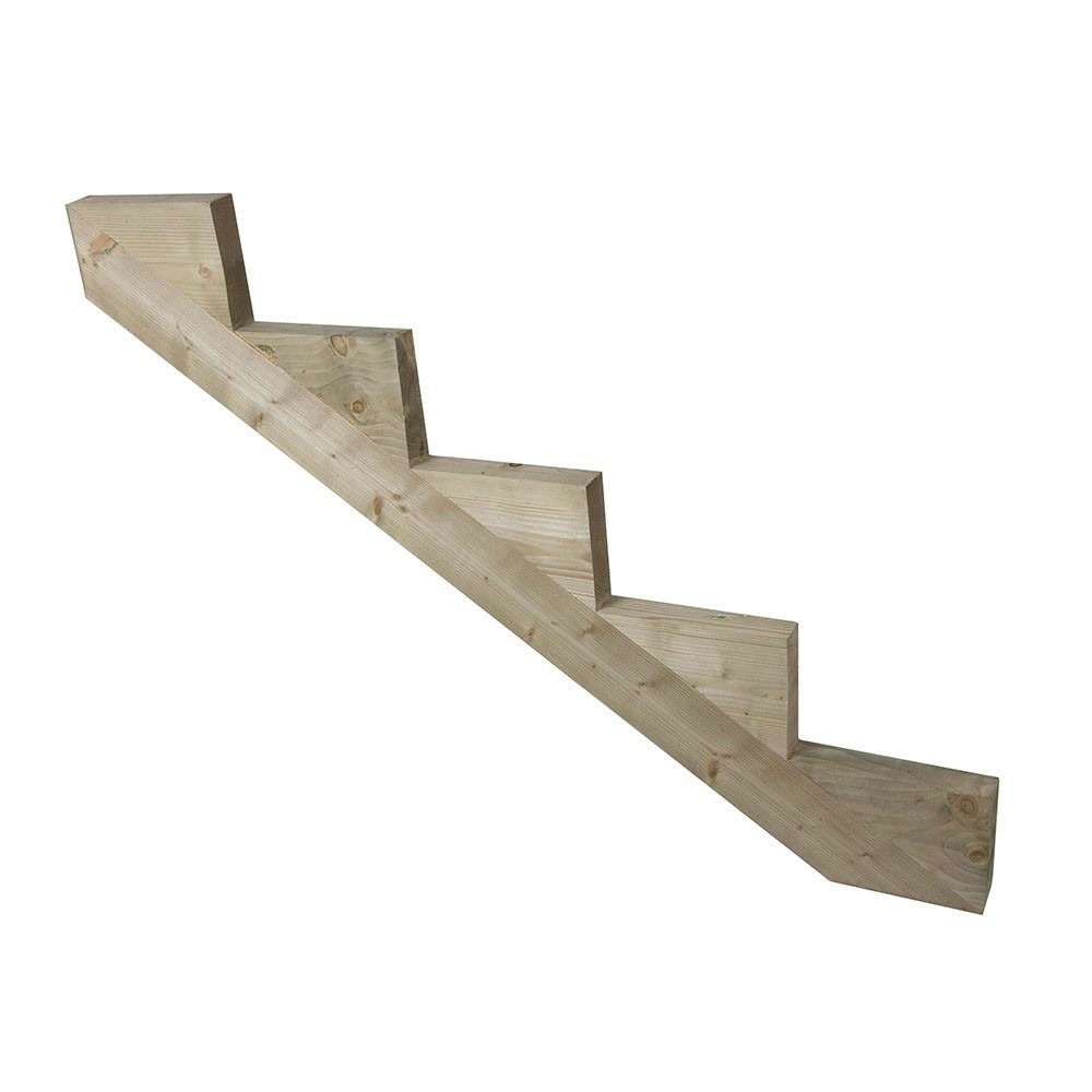 Limon 5 marches escalier pin traite - escalier extérieur - pré-entaillé