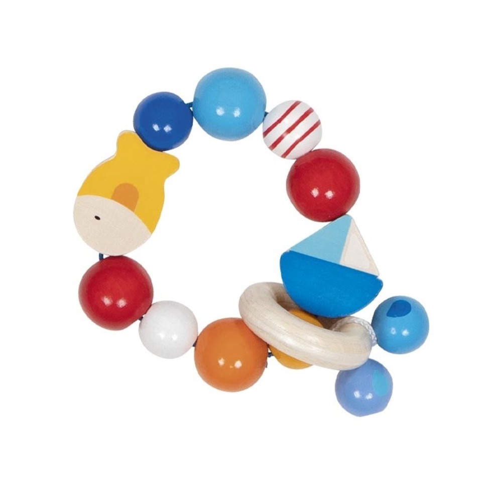 Hochet en bois bateau poisson