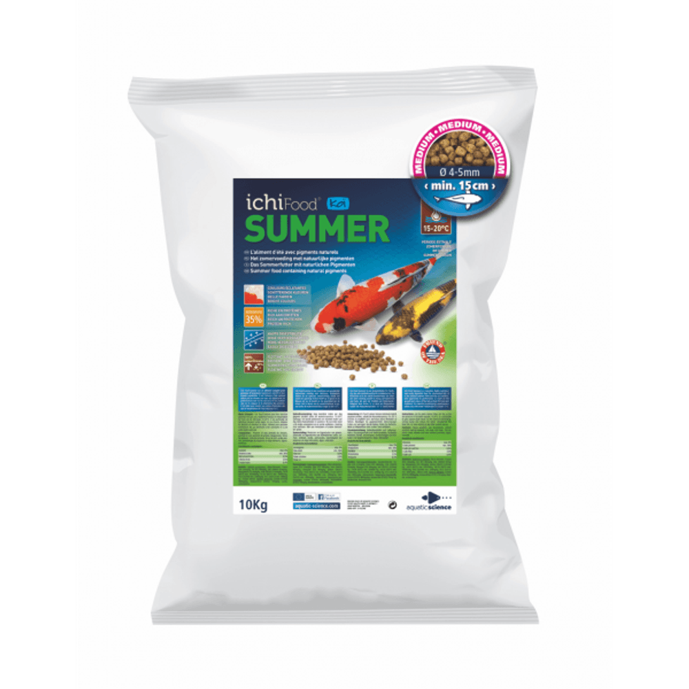 ICHI FOOD Summer Medium 4 Kg – Nourriture Carpe Koï Été, Croissance & Couleurs Optimisées (>15°C)