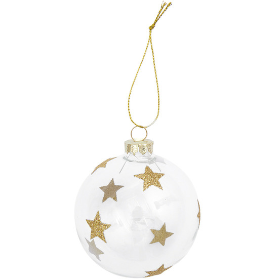 Boule de noël en verre étoiles dorées ø 8 cm