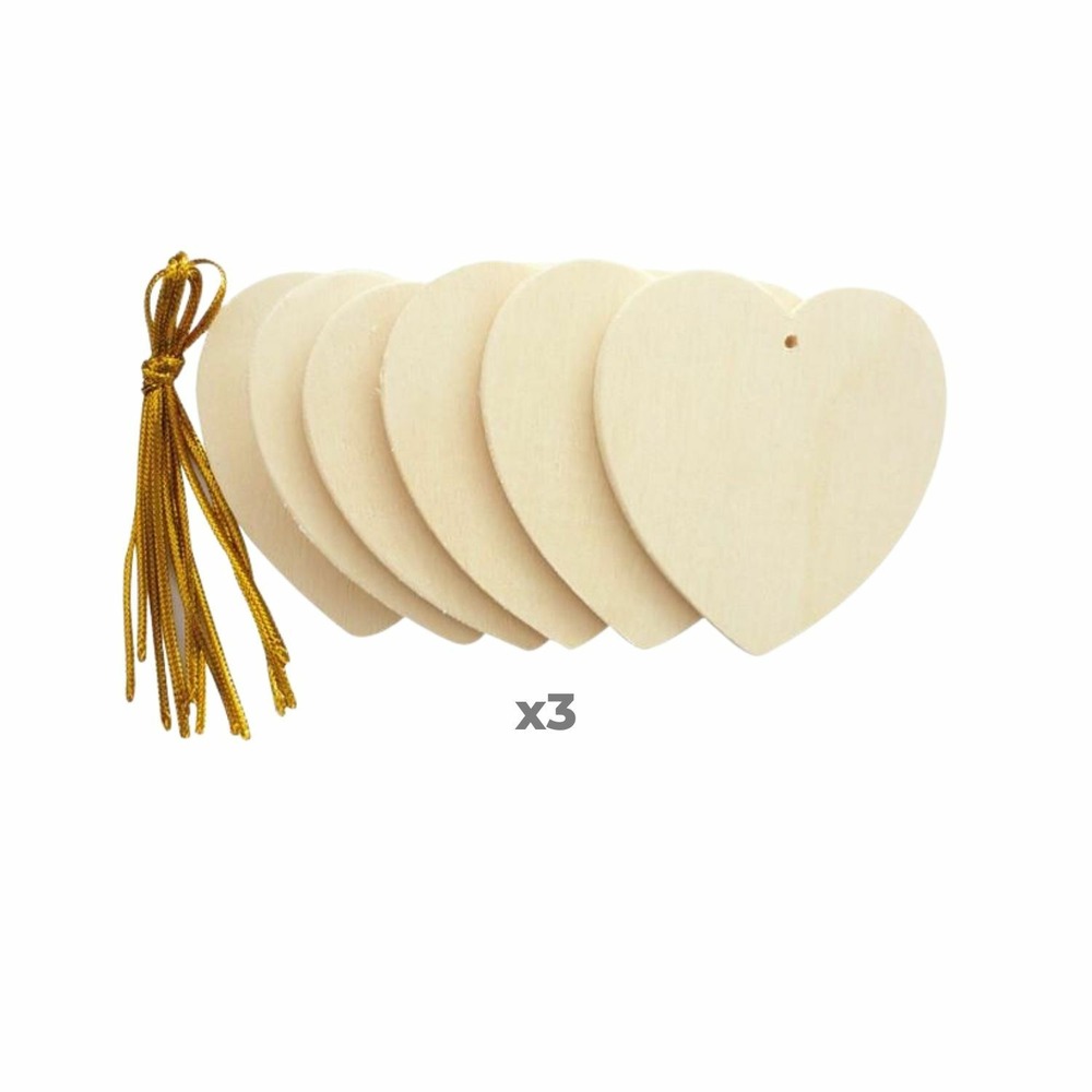 24 coeurs en bois à suspendre 6 cm