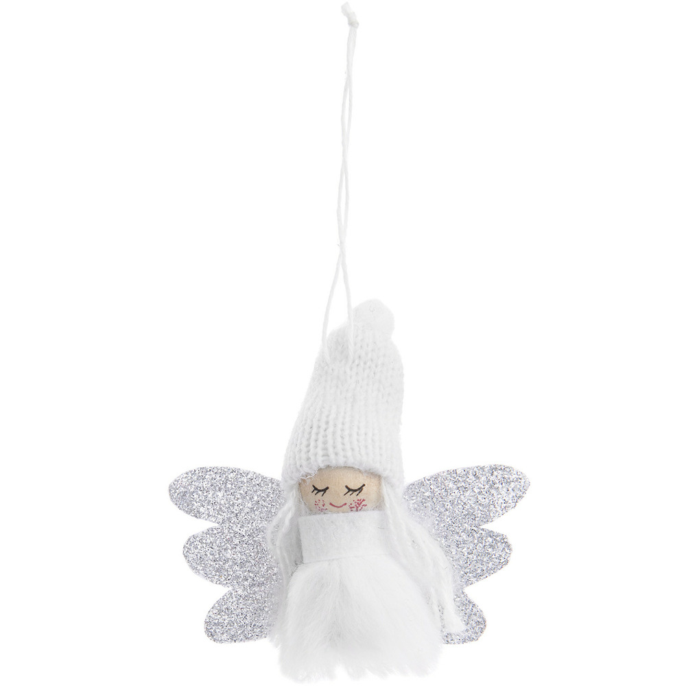 Petit ange à suspendre blanc et argenté