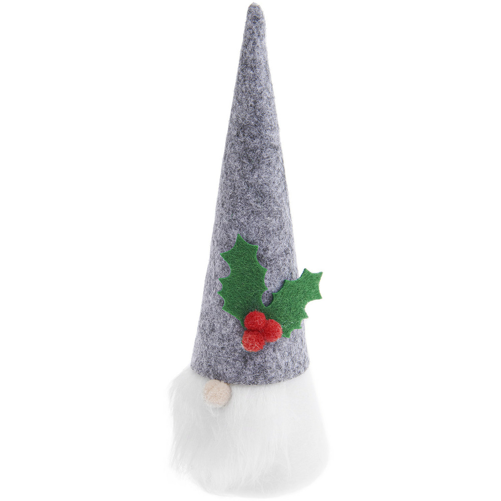 Lutin de noël en feutrine gris 16,5 cm