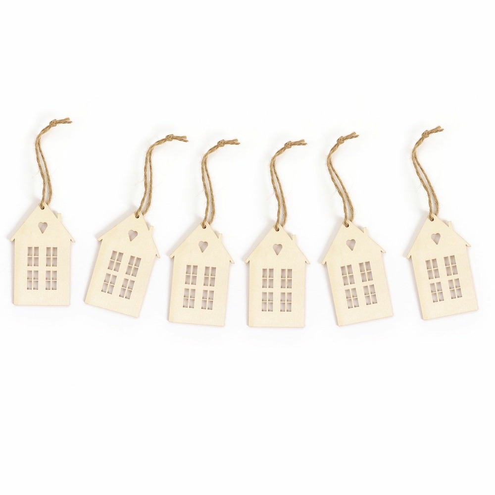 Décorations de noël en bois - 6 maisons