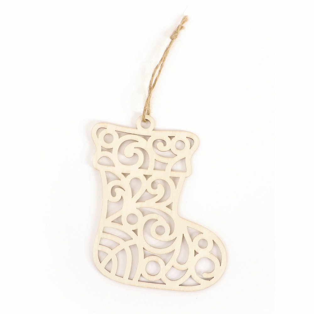 Décoration de noël en bois - chaussette ajourée