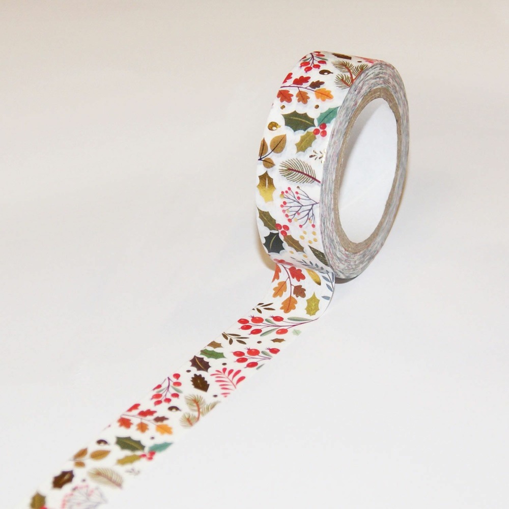 Masking tape noël - végétaux avec dorures
