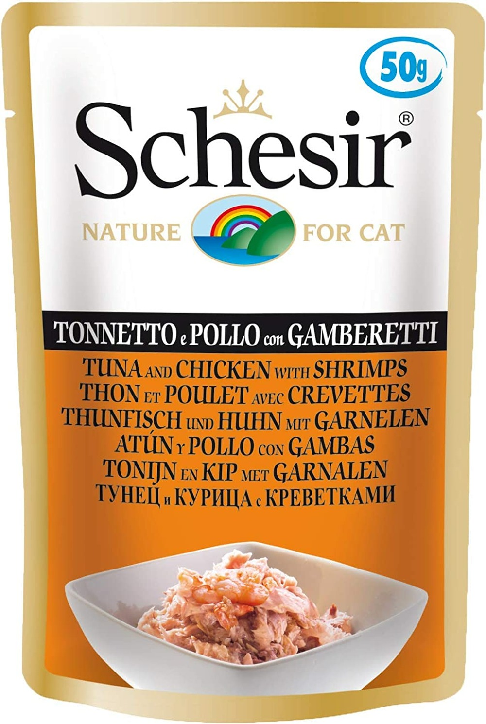 Patée en sachet humide chat 50 g thon crevettes 50gr
