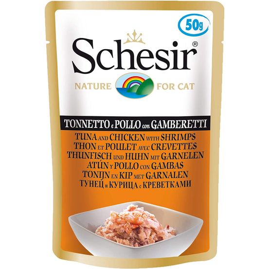 Patée en sachet humide chat 50 g thon crevettes 50gr