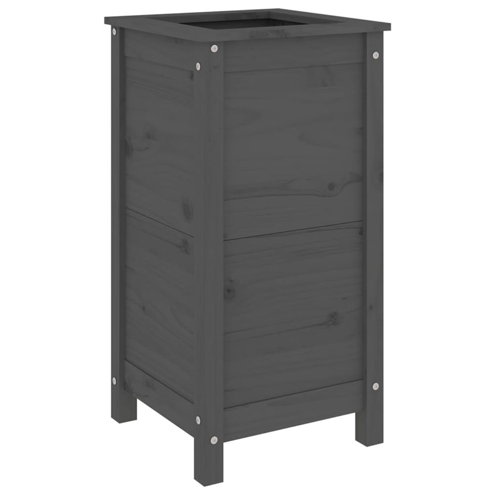 Jardinière d'extérieur gris 40x40x78 cm bois massif de pin
