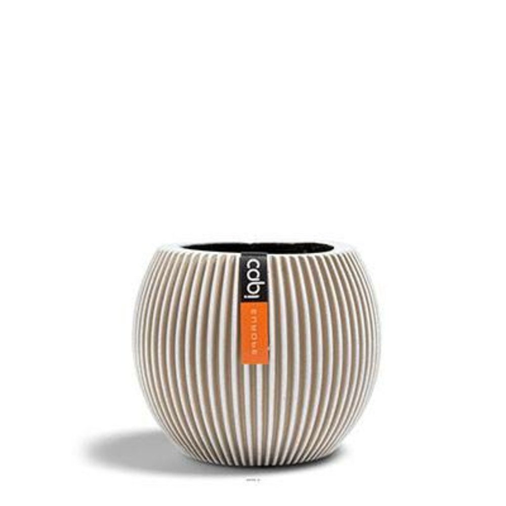Vase groove plastique forme boule h 9 x d 10cm blanc - choisissez votre hauteur: