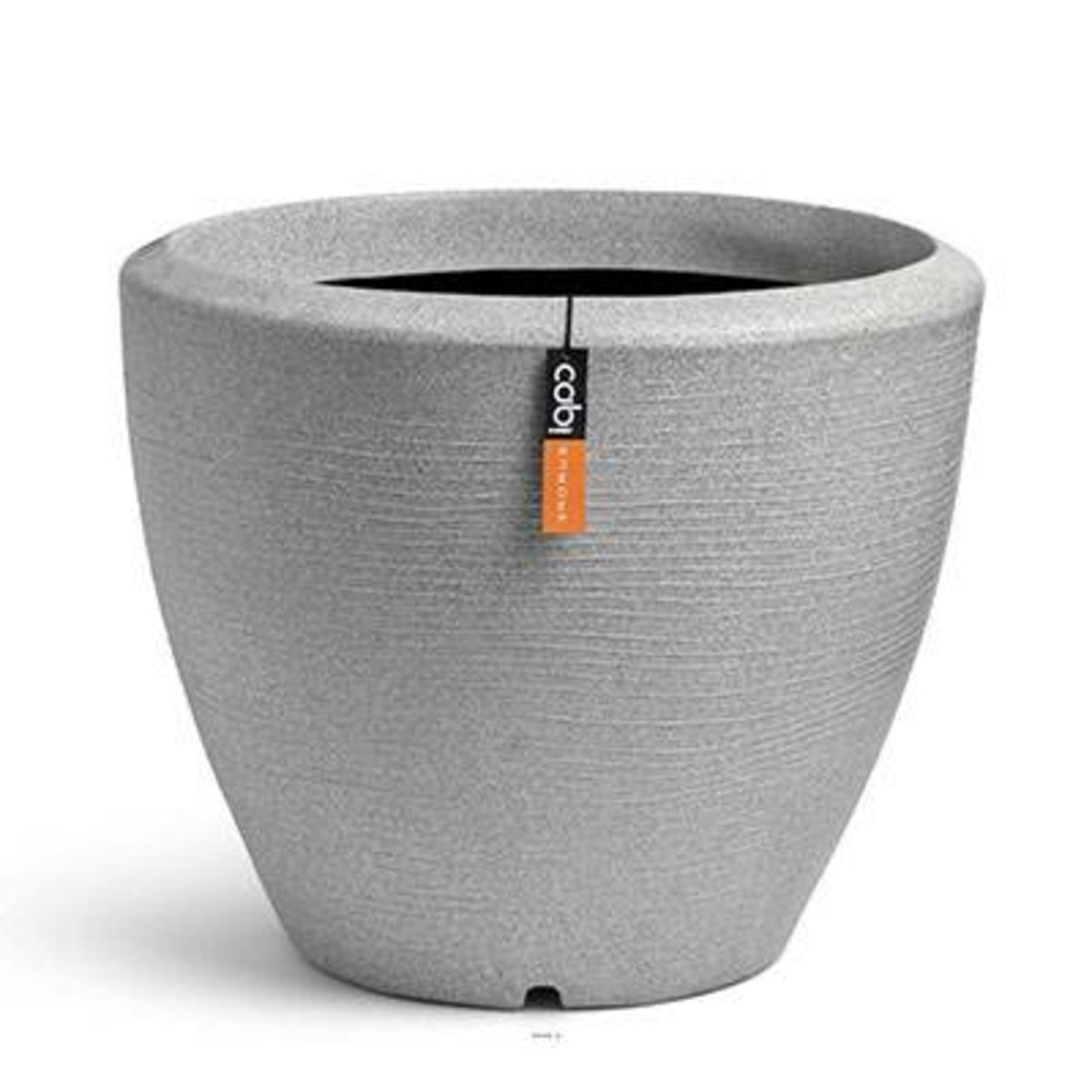 Pot évasé granite en plastique moderne h 35 x d 48 cm gris clair - dimhaut: h 35