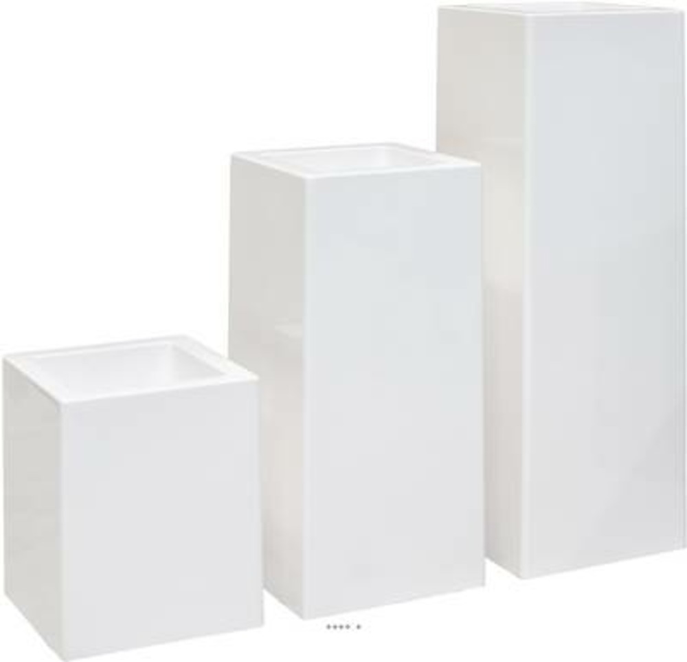 Bac fibres de verre gelcoat 40x40x90 cm ext. Carré haut blanc glossy - dimhaut: