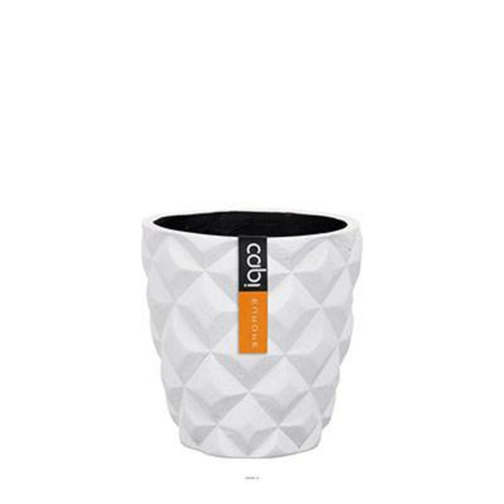 Joli pot effet 3d forme bullet fibres synthétiques h 8 x d 8 cm blanc - dimhaut: